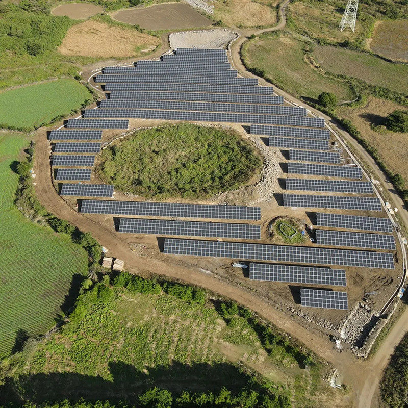 Fundação de concreto resistente à corrosão em solo suportes de montagem de painéis solares para ajuste de ângulo de inclinação