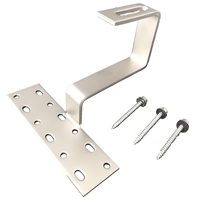 Sistema de montagem para telhado plano com gancho de aço inoxidável fabricado em fábrica para painéis solares para telhado de ardósia solar