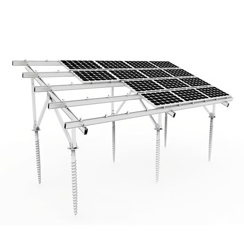 Sistema de montagem solar Bracket de montagem em solo Estrutura de aço carbono para suporte de painel solar parafuso de terra